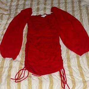 Hello Molly Red Ruched Long Sleeve Dress only worn once
